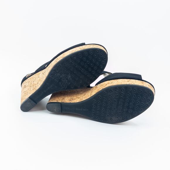 Adrian Bitadini Black Cork Wedges - Size 7.5 - Picture 6 of 8